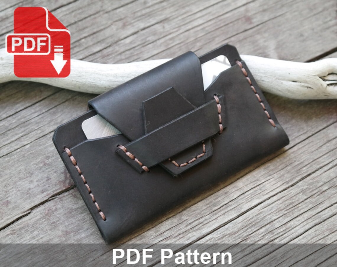 Leather Card Holder PDF Pattern. Template of Pocket Mini - Etsy