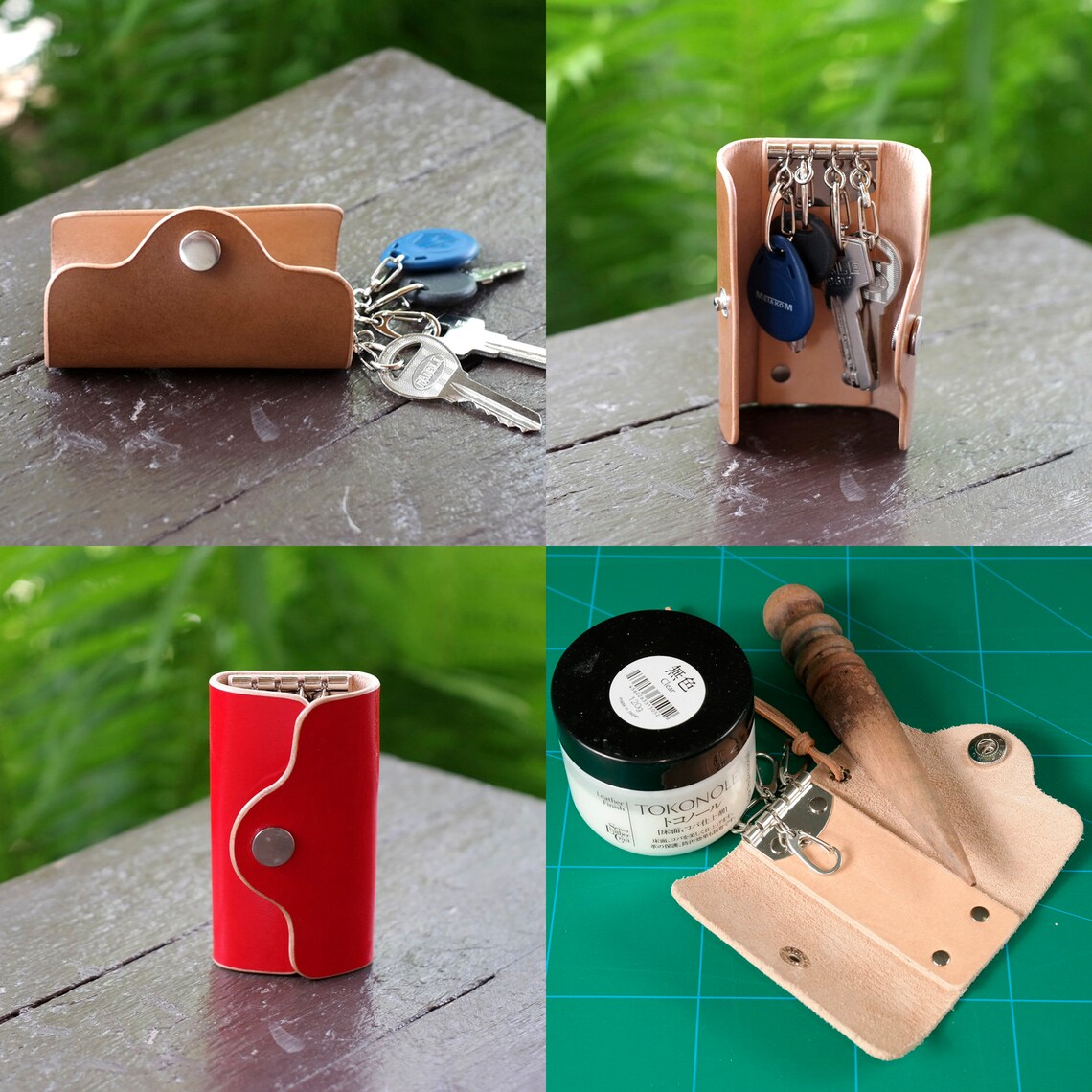 Set of 4 Key Holder Patterns. Leather Key Case PDF Template. - Etsy