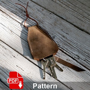 Leather key holder PDF pattern. Leather key pouch. Key bag. Keys cover. Leather crafting template.