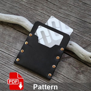 Tarjetero de piel patrón PDF. Plantilla de mini billetera de bolsillo sin costuras. Elaboración de cuero. Tutorial de cuero.