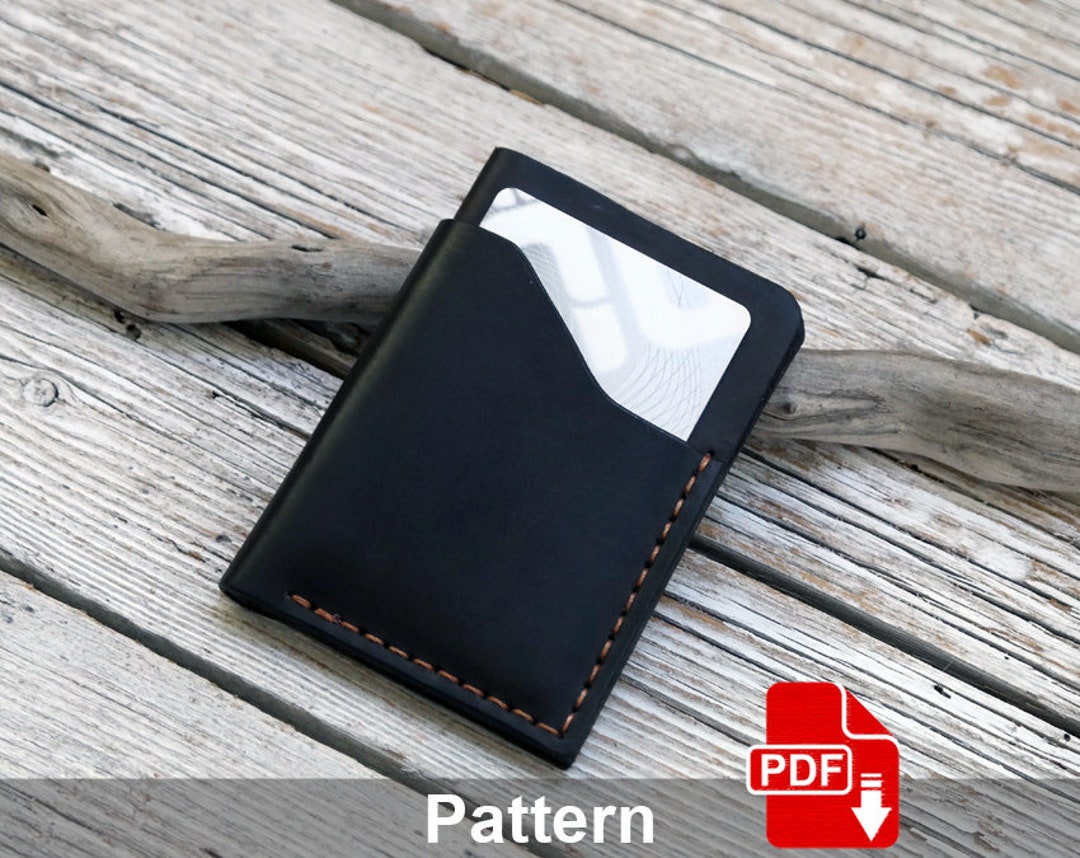 Leather Card Holder PDF Pattern. Template of Pocket Mini Wallet ...