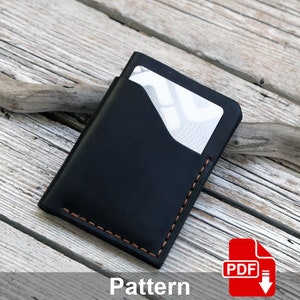 Kartenhalter aus Leder PDF Nähanleitung. Vorlage Pocket mini Geldbörse. Leder Basteln. PDF Schnittmuster.