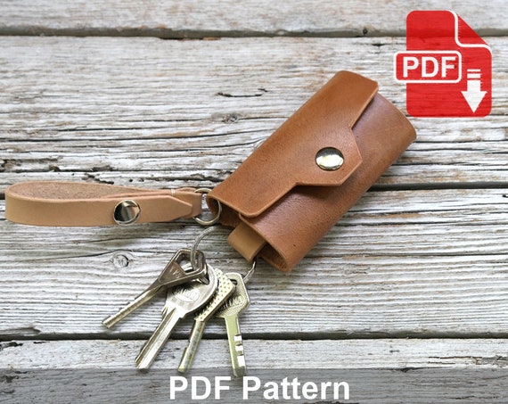 Leather Key Holder PDF Pattern. Leather Key Pouch. Keys Cover. 