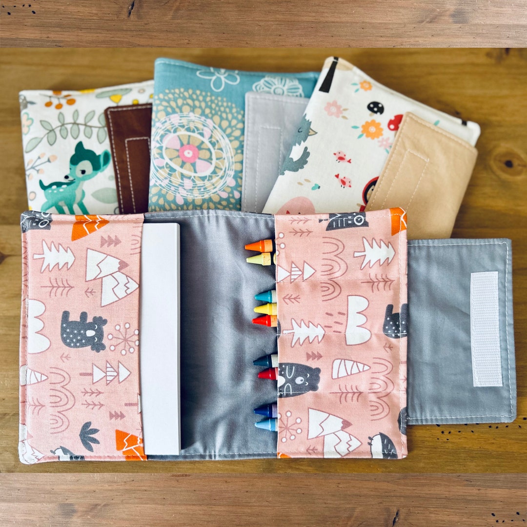 Travel Crayon Wallet Set With 4x6 Notepad and 8 Crayons Ready for Gift