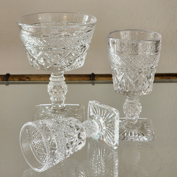 Vintage Pressed Glass Stemware Cape Cod by Imperial Glass Company, select available individual pieces