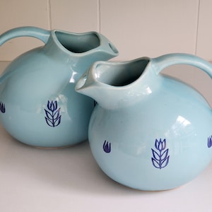 Hall USA 64oz Ball Jug Cronin Blue Ceramic Ice Tea Water Pitcher