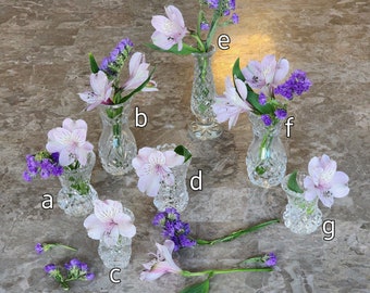 Assorted Cut Crystal Glass Bud Vases