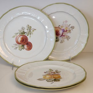 4 Furstenberg Porcelain Fruits and Flowers Fine Porcelain Dinner Plate