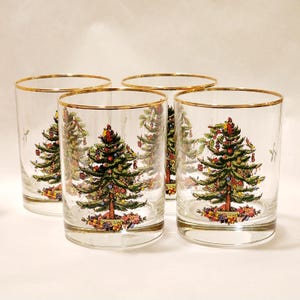 Old Fashioned Barware Christmas Tree by Spode Drink Glasses New in Box Set
