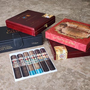 Assortment Cigar Boxes • Julius Caesar • San Cristobal • La Aroma De Cuba • Wooden Paper Storage Boxes