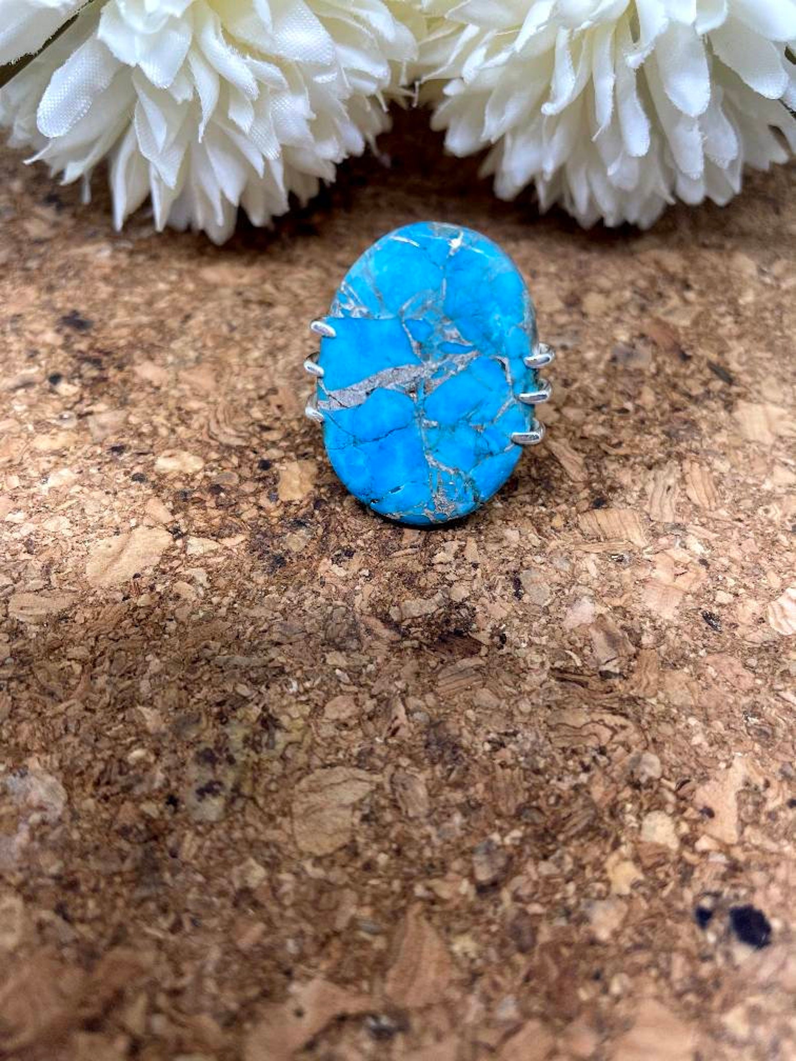 Natural Blue Copper Turquoise 925 Solid Sterling Silver Oval Etsy