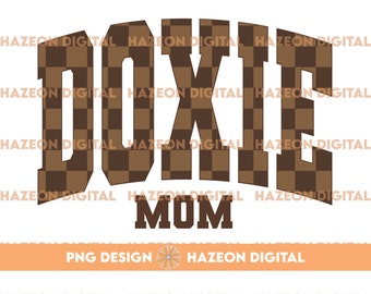 Trendy Retro Doxie Mom PNG Dachshund Checkered Varsity Popular Aesthetic Trendy Dog Mom Checkered Shirt Design Sublimation DTG PNG For Mug
