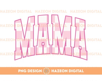 Trendy Retro Mama PNG Checkered Varsity Popular Aesthetic Trendy Mom Checkered Shirt Design Sublimation DTG PNG For Mug