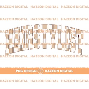 Trendy Retro Hairstylist PNG Checkered Varsity Popular Aesthetic Trendy Hairstylist Checkered Shirt Design Sublimation DTG PNG For Mug