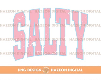 Salty Png Distressed Trendy Retro Varsity Surfer Coconut Girl Png VSCO Y2K Aesthetic Trendy Shirt Design Sublimation DTG PNG For Mug