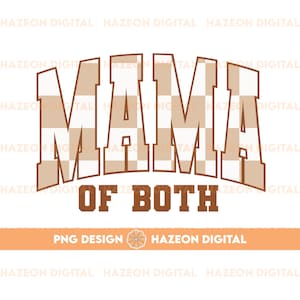 Trendy Retro Mama of Both PNG Checkered Varsity Popular Aesthetic Trendy Mom Checkered Shirt Design Sublimation DTG PNG For Mug