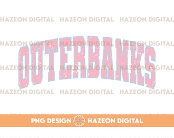 Outerbanks Obx Png Distressed Trendy Retro Varsity Surfer Coconut Girl Png VSCO Y2K Aesthetic Trendy Shirt Design Sublimation DTG PNG