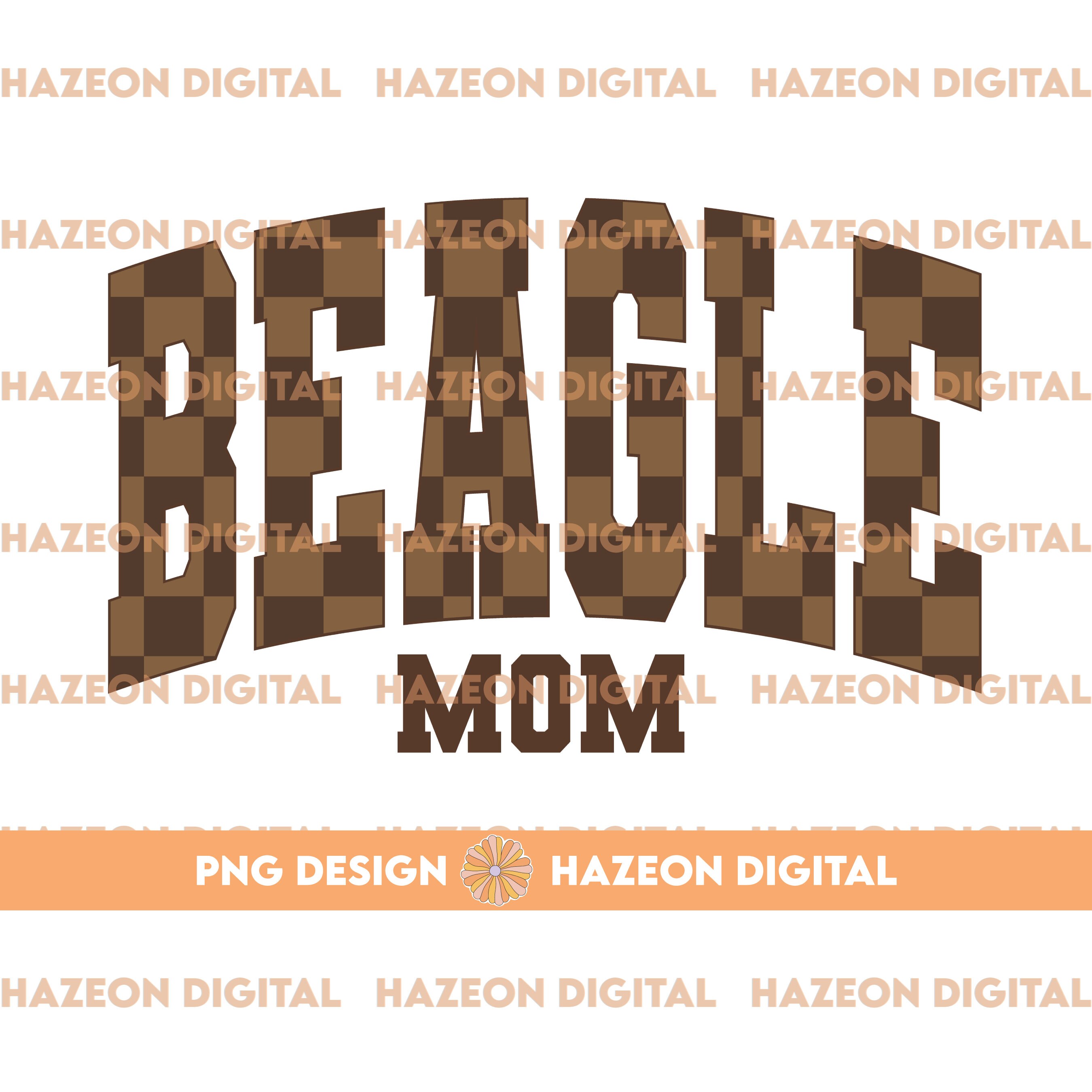 Trendy Retro Beagle Mom PNG Checkered Varsity Popular Aesthetic Trendy Dog Mom Checkered Shirt Design Sublimation DTG PNG For Mug