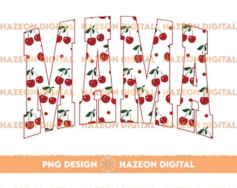 Trendy Retro Mama PNG Cherry First Birthday Summer Varsity Popular Aesthetic Trendy Mom Berry Sweet Shirt Design Sublimation DTG PNG