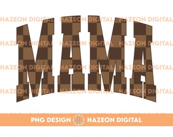 Trendy Retro Mama PNG Checkered Varsity Popular Aesthetic Trendy Mom Checkered Shirt Design Sublimation DTG PNG For Mug