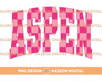 Trendy Retro Aspen PNG Checkered Varsity Popular Aesthetic Trendy Aspen Checkered Shirt Design Sublimation DTG PNG For Mug