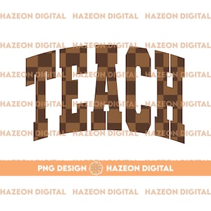 Trendy Retro Teach PNG Checkered Varsity Popular Aesthetic Trendy Teacher Checkered Shirt Design Sublimation DTG PNG For Mug