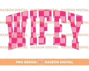 Trendy Retro Wifey PNG Checkered Varsity Popular Aesthetic Trendy Wife Checkered Shirt Design Sublimation DTG PNG For Mug