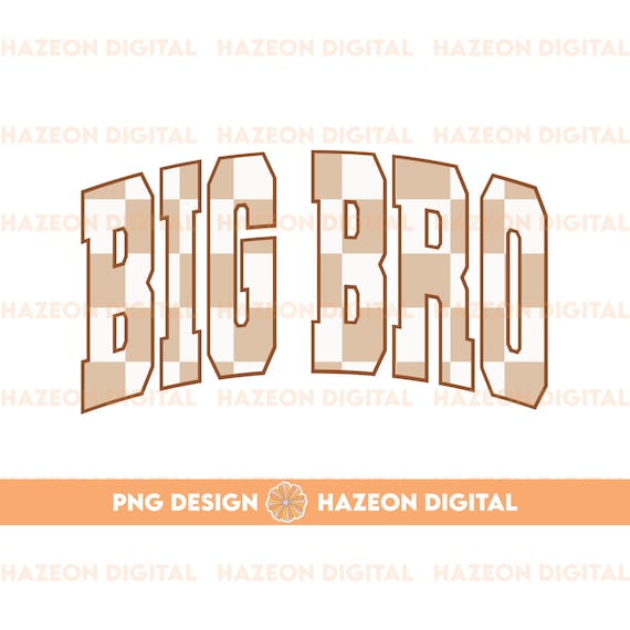 Trendy Retro Big Bro PNG Checkered Varsity Popular Aesthetic Trendy Big Brother Checkered Shirt Design Sublimation DTG PNG For Mug
