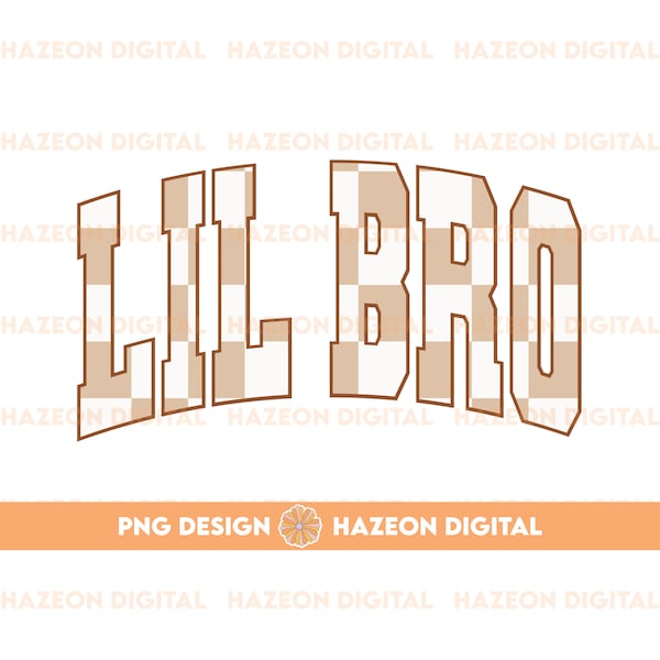 Trendy Retro Lil Bro PNG Checkered Varsity Popular Aesthetic Trendy Lil Brother Checkered Shirt Design Sublimation DTG PNG For Mug