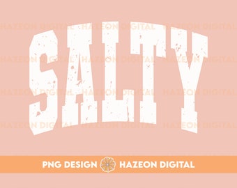 Salty Png Distressed Trendy Retro Varsity Surfer Coconut Girl Png VSCO Y2K Aesthetic Trendy Shirt Design DTG PNG For Mug