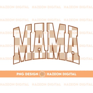Trendy Retro Mama PNG Checkered Varsity Popular Aesthetic Trendy Mom Checkered Shirt Design Sublimation DTG PNG For Mug