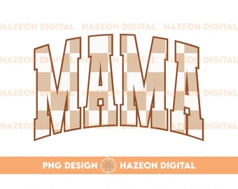 Trendy Retro Mama PNG Checkered Varsity Popular Aesthetic Trendy Mom Checkered Shirt Design Sublimation DTG PNG For Mug