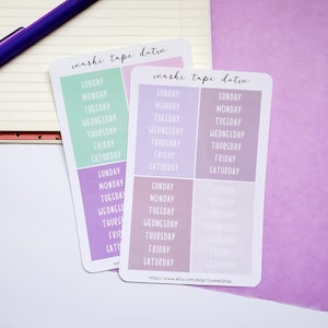 Washi Tape Days of the Week Planner Stickers
