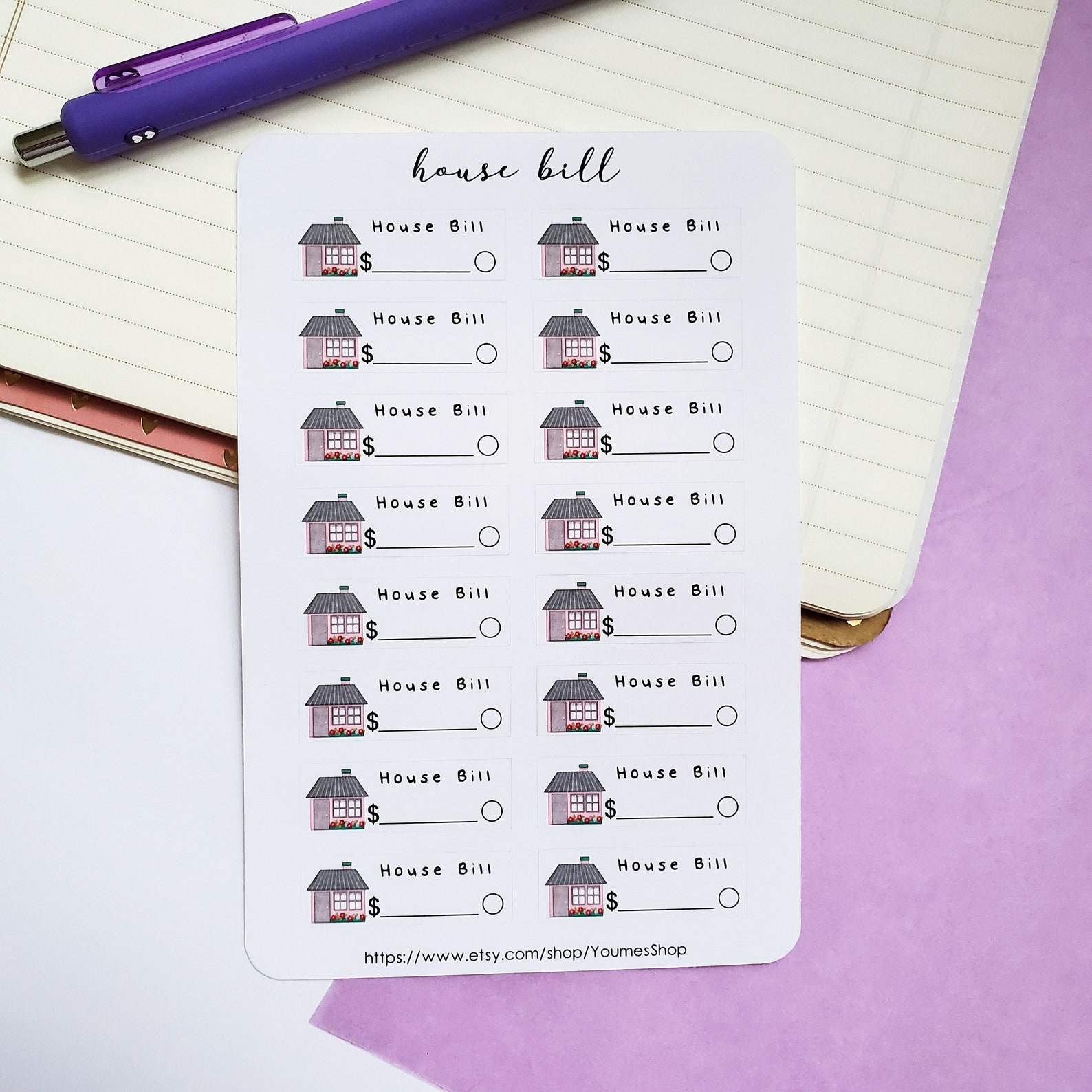 Cute Bill Stickers for Planners Etsy