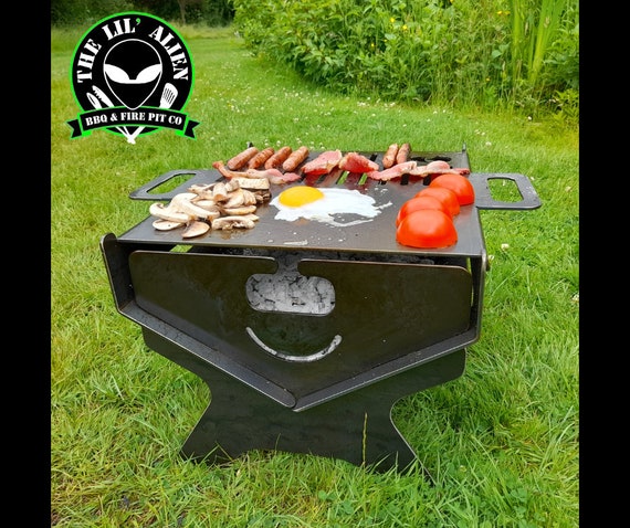 Lil Alien Collapsible Fire Pit and BBQ With Half Plancha Grill - Etsy