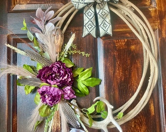 Custom antler rope wreath, Lariat wreath, Lasso wreath, Western wreath, Farmhouse wreath, Country wreath, Spring wreath, Summer wreath