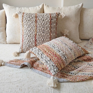 Set di 2 fodere per cuscini in ciniglia di cotone grigio ruggine arancione fodere per cuscini boho fodere per cuscini per divani 20x20 e 14x20 set di fodere per cuscini