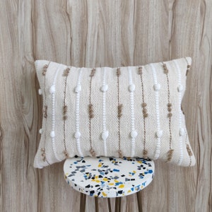 Crème ivoor handgeweven katoen en jute geweven: 18 x 18, 20 x 20 x 20 x 20 cm. 12 x 20, 14 x 20 inch boho decoratieve sierkussenhoes kussensloop met textuur