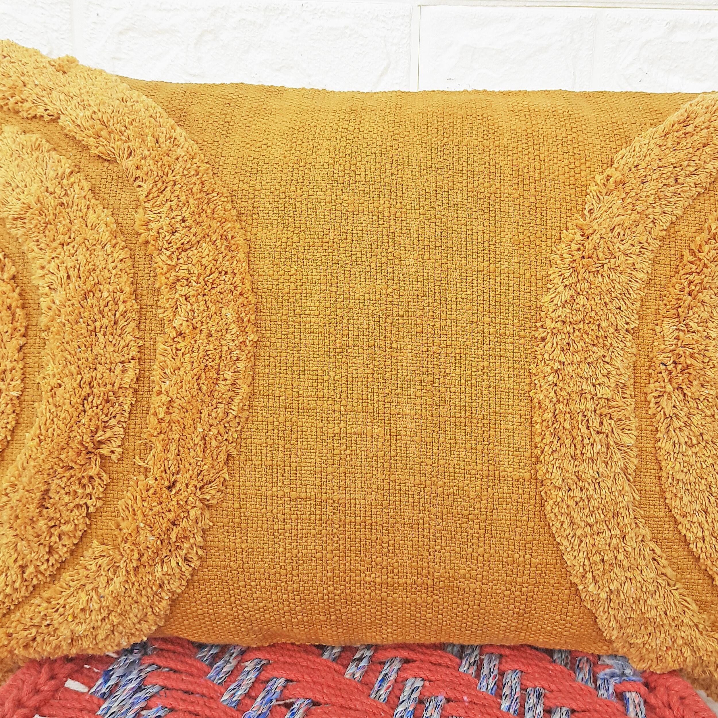 Mustard Yellow Tassel Pillow Cover Boho Textured Pillow Case Etsy