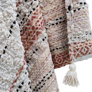 Hand Loom Woven Cotton Acrylic Chenille Gray & Multi Color Boho Throw Blankets Decorative  54x64 Super Soft Chunky Throws