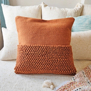 Chunky Loops laine tissée à la main 12 x 20, 14 x 20, 16 x 16, 18 x 18, 20 x 20 pouces Housse de coussin décoratif rouille orange Housse de coussin orange brûlé