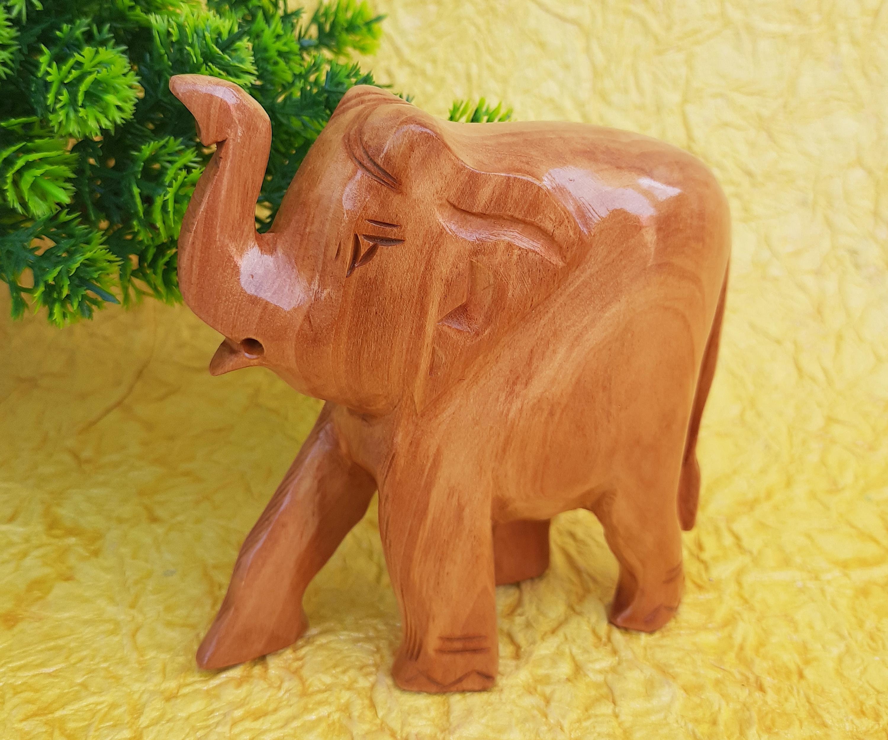 Handmade Hand Carved Wooden Elephant Set of 4 Pieces Home Etsy