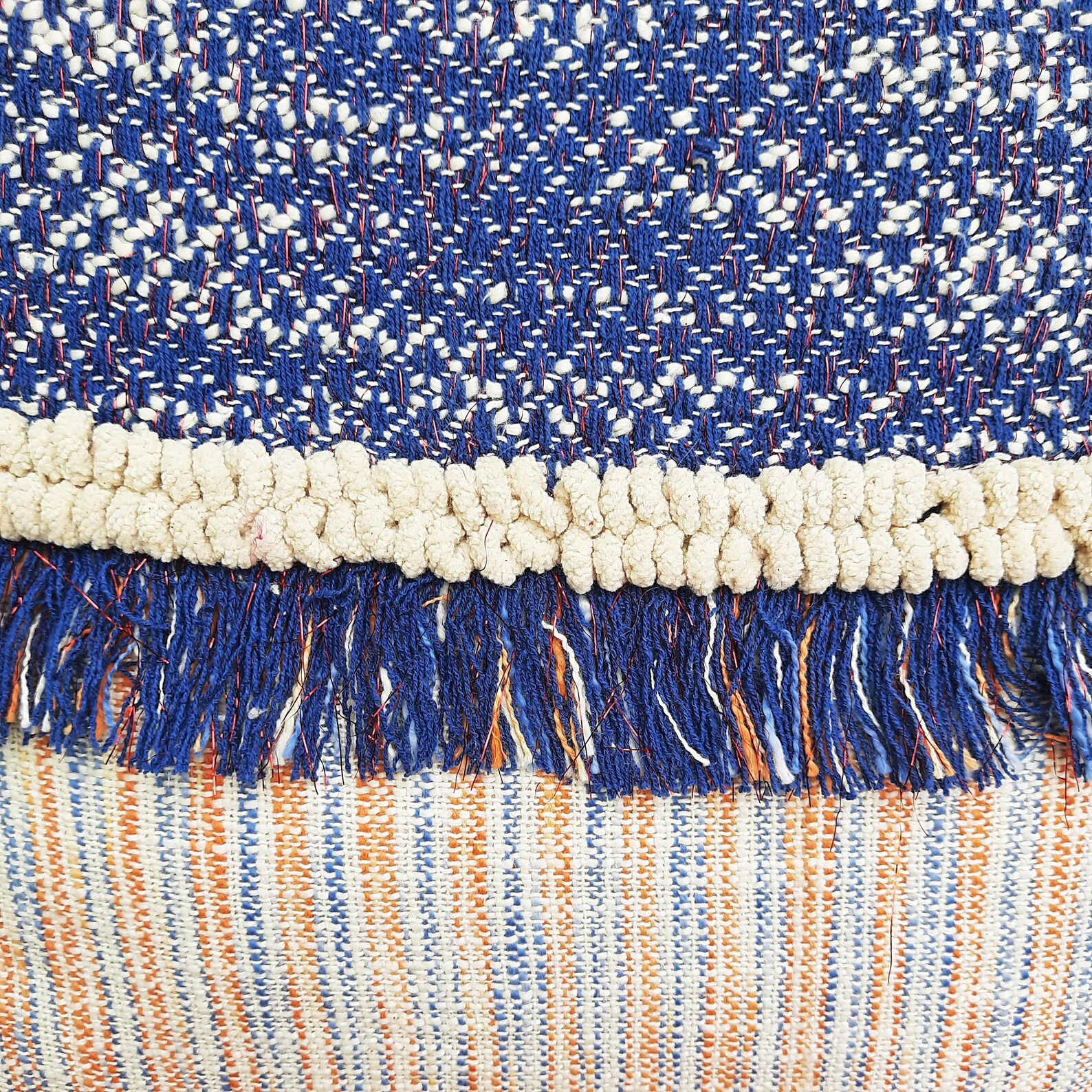 100 Cotton Textured Fabric Patch Work Pillow Cover Blue & Etsy