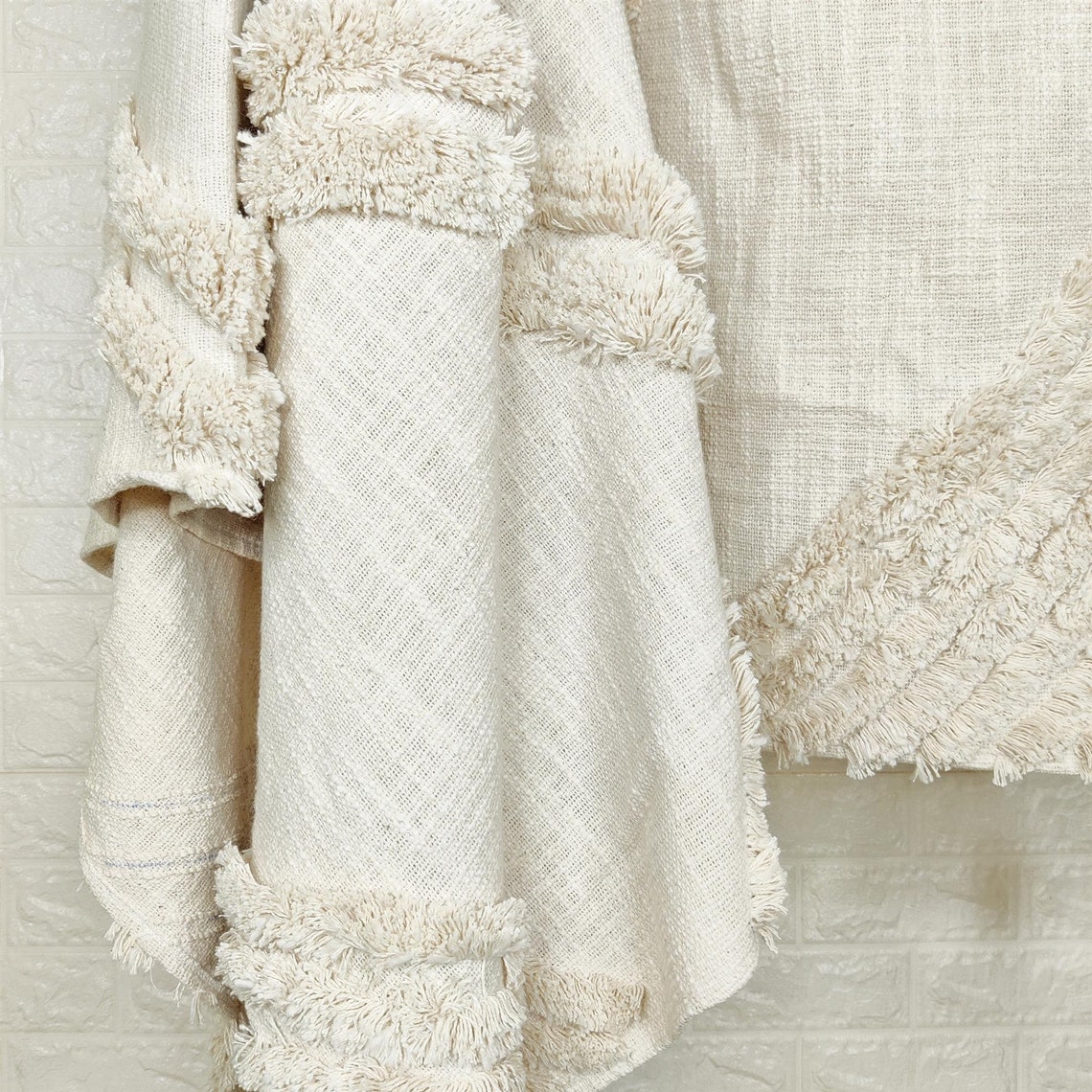 100 Cotton Throw Natural White Cotton Tufted Textured 52x72 Etsy