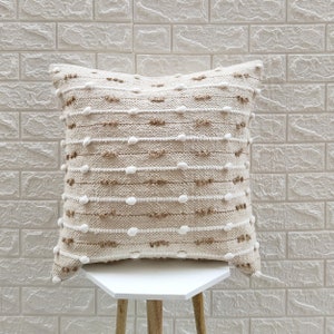 Crème ivoor handgeweven katoen en jute geweven: 18 x 18, 20 x 20 x 20 x 20 cm. 12 x 20, 14 x 20 inch boho decoratieve sierkussenhoes kussensloop met textuur