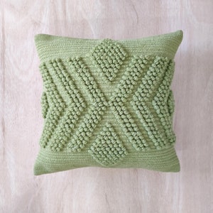 Chunky Loops Hand Woven Wool 20x20 Inches Decorative Throw Pillow Cover Hand Loom Cushion Cover Deep Mustard Yellow Pillow Case Green