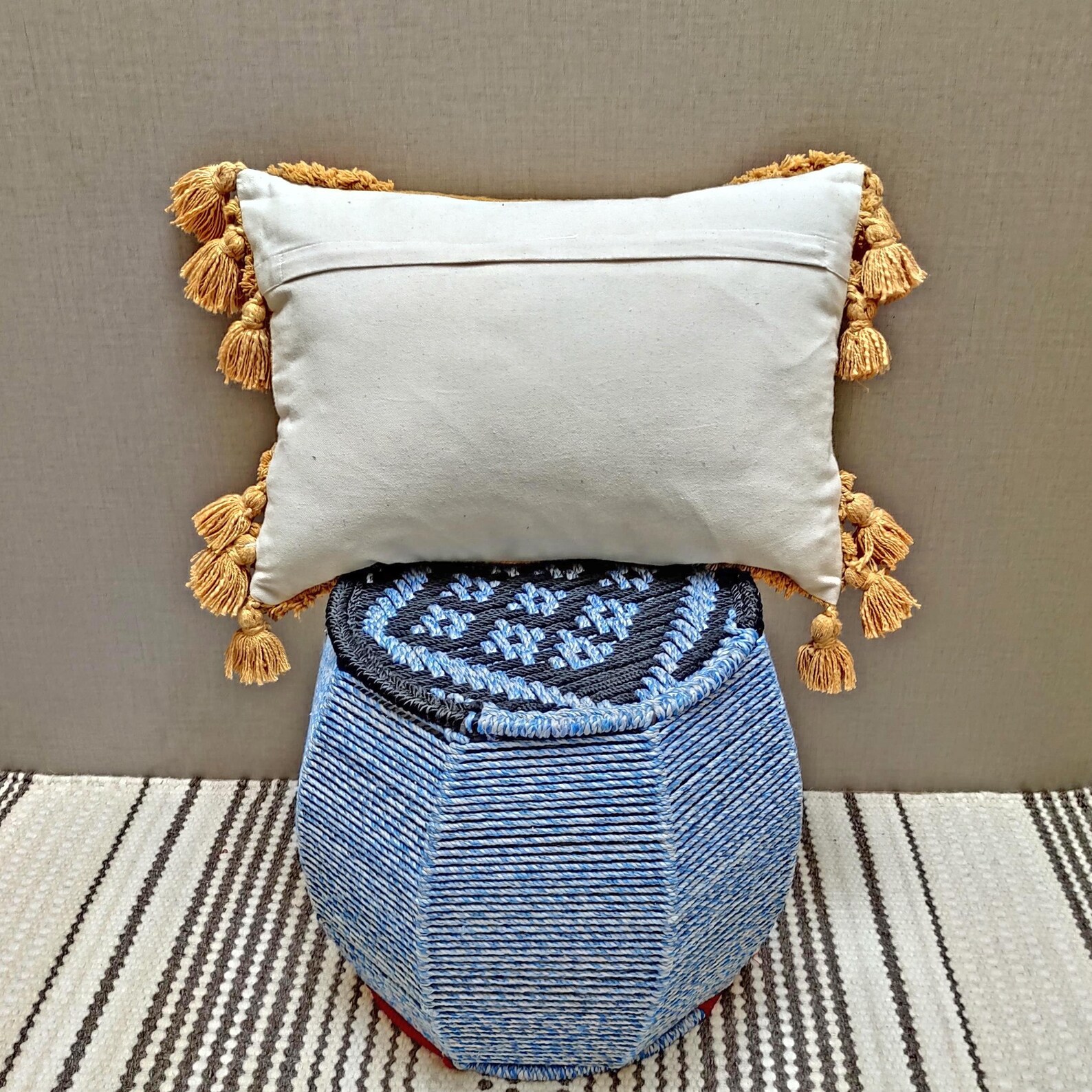 Mustard Yellow Tassel Pillow Cover Boho Textured Pillow Case Etsy