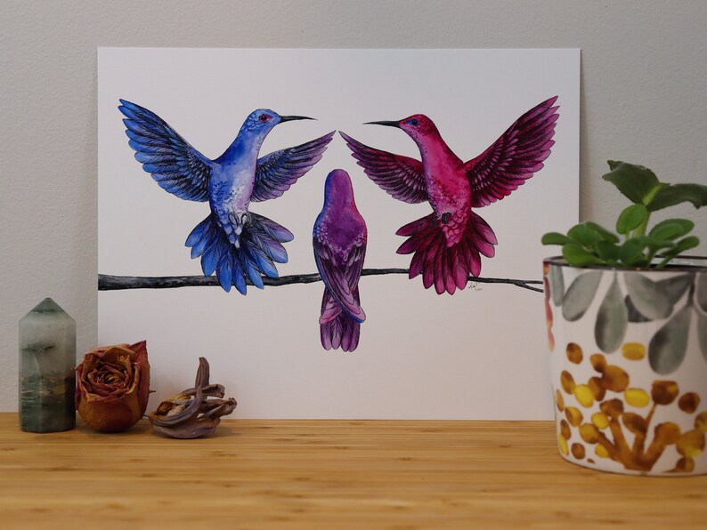 LGBTQ Bisexual Pride Flag Watercolor Art Print Etsy