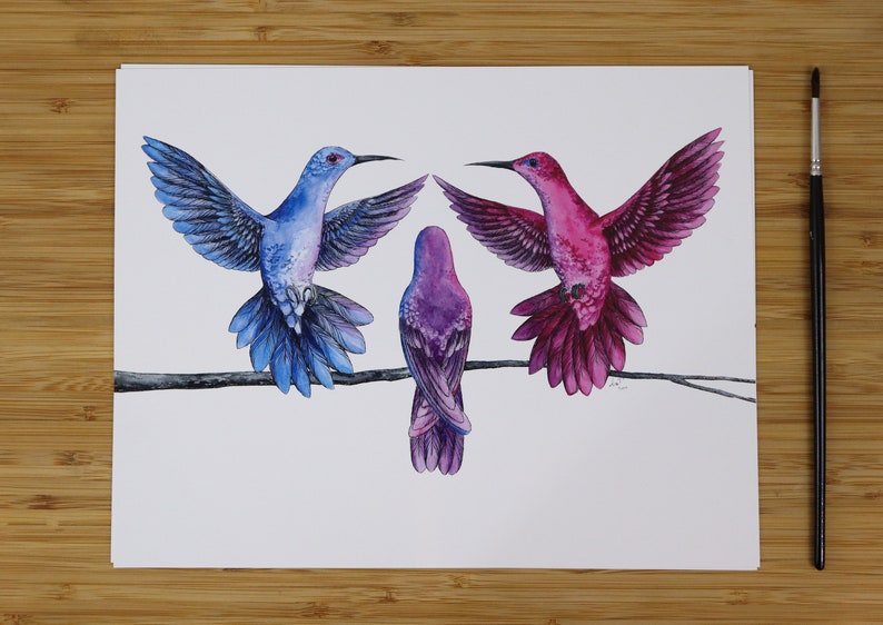 LGBTQ Bisexual Pride Flag Watercolor Art Print Etsy