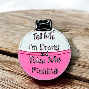 Take Me Fishing Bobber, Pink Bobber Door Hanger, Girly Fishing Bobber